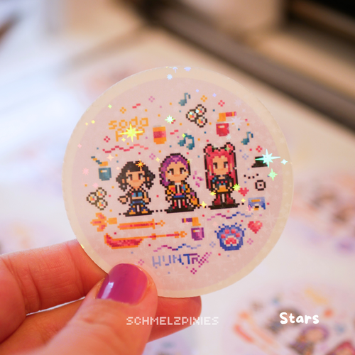 3er Sticker-Set: Pixel Pop Girls I 3 Pixel Charaktere I mit Auswahl an Folieneffekten I