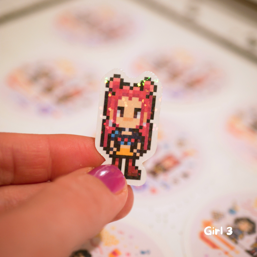 Pixel K-Pop Girls | 1 Pixel Character | with Selection of Foil Effects